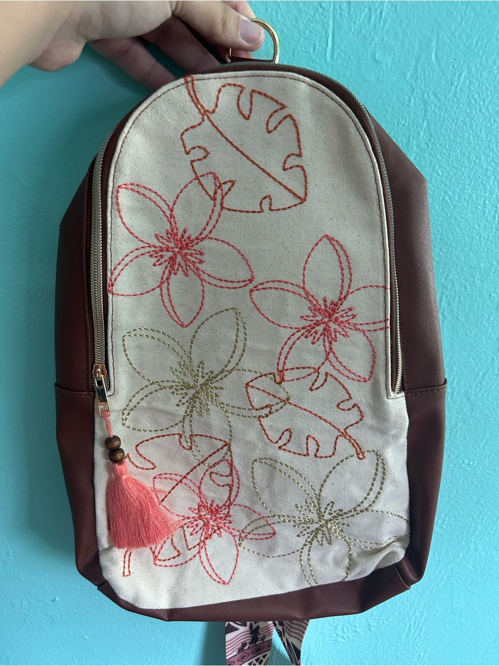 Moana Embroidered Floral Canvas Bag